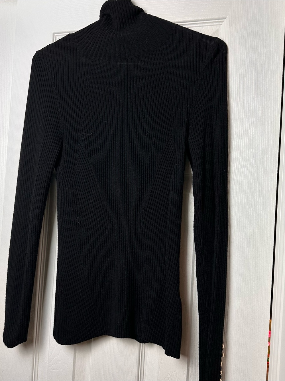 H&M Black Ribbed Cowl Neck Turtleneck Sweater